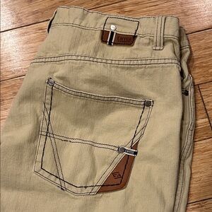 Enyce Vintage Beige 90’s Skater Streetwear Pants w/Leather & Stitch Detail 38